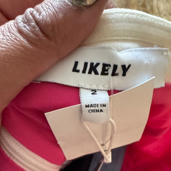 Likely Marena Strapless tube colorblock  fitted Dress pink blue NWT size 2 - Picture 6 of 9